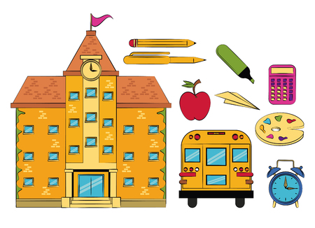 elementary school supplies set vector illustration graphic designのイラスト素材