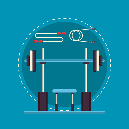 Fitness and healthy lifestyle gym equipment vector illustration graphic designのイラスト素材