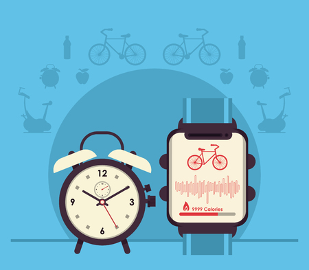 Fitness and healthy lifestyle sport elements concept vector illustration graphic designのイラスト素材