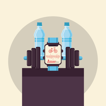 Fitness and healthy lifestyle sport elements concept vector illustration graphic designのイラスト素材