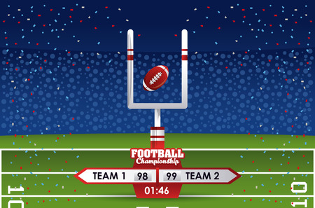American football championship score match over stadium field vector illustration graphic designのイラスト素材