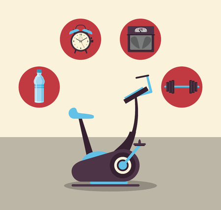 Fitness and healthy lifestyle sport elements concept vector illustration graphic designのイラスト素材