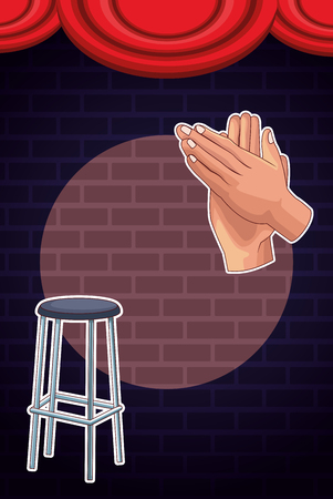Show and theater chair and hands clapping in stage vector illustration graphic designのイラスト素材