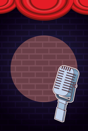Show and theater vintage microphone on stage vector illustration graphic designのイラスト素材