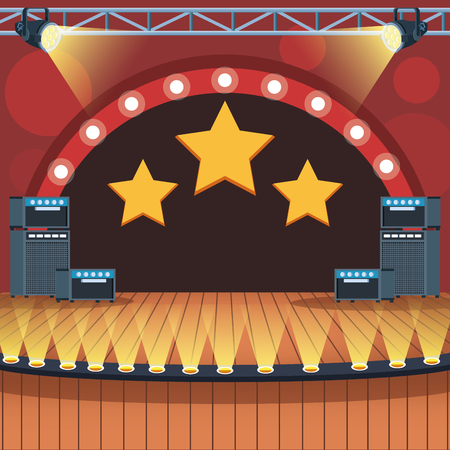 Music stage with bass and lights scenery vector illustration graphic designのイラスト素材