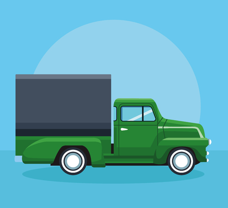 Farm cargo truck vehicle over blue background vector illustration graphic designのイラスト素材