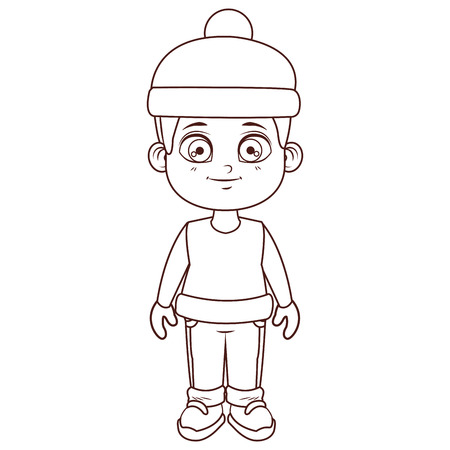 Boy with winter clothes cartoon vector illustration graphic designのイラスト素材