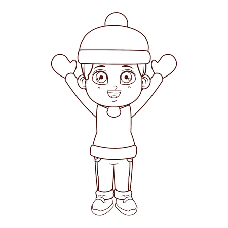 Boy with winter clothes cartoon vector illustration graphic designのイラスト素材
