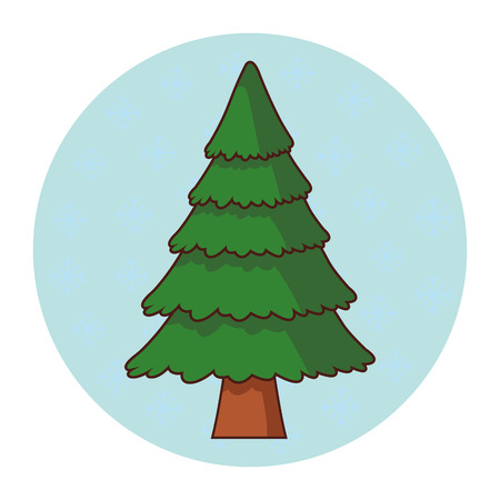 Tree pine cartoon isolated over round icon background vector illustration graphic designのイラスト素材