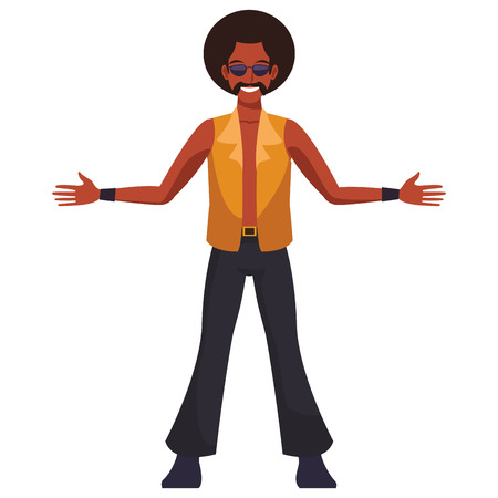 Disco man afro with sunglasses and mustache cartoon vector illustration graphic designのイラスト素材