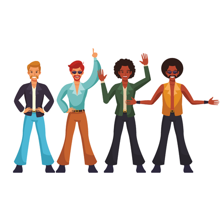 Disco men dancing cartoon vector illustration graphic designのイラスト素材