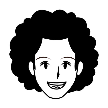 Disco man face with afro cartoon vector illustration graphic designのイラスト素材