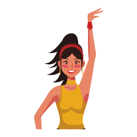 Disco woman with fashion clothes cartoon profile vector illustration graphic designのイラスト素材