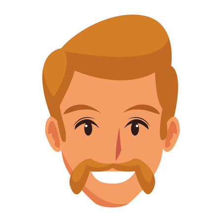 Disco man face with mustache cartoon vector illustration graphic designのイラスト素材