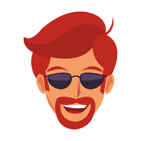Disco man face with sunglasses and mustache cartoon vector illustration graphic designのイラスト素材