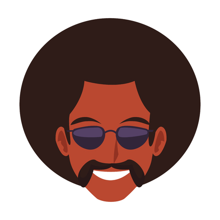 Disco man face with sunglasses and mustache cartoon vector illustration graphic designのイラスト素材