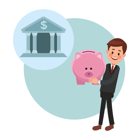 business saving money cartoon vector illustration graphic designのイラスト素材