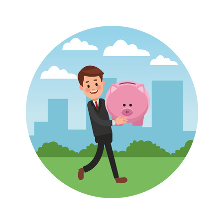 business saving money cartoon vector illustration graphic designのイラスト素材