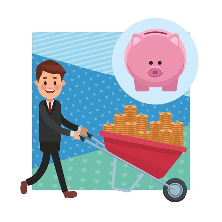 business saving money cartoon vector illustration graphic designのイラスト素材
