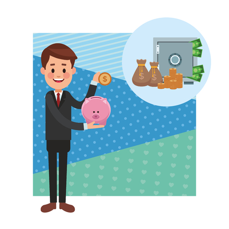 business saving money cartoon vector illustration graphic designのイラスト素材