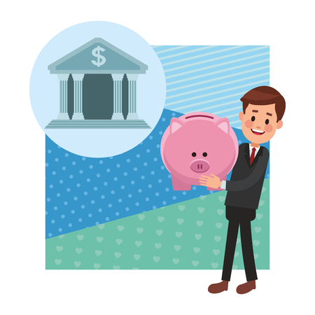 business saving money cartoon vector illustration graphic designのイラスト素材