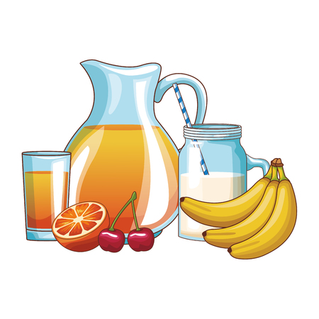 delicious and fresh fruit juice cartoon vector illustration graphic designのイラスト素材
