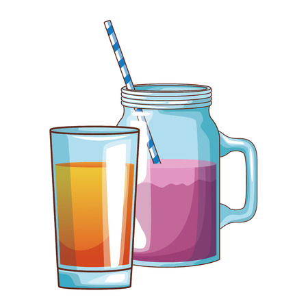 delicious and fresh fruit juice cartoon vector illustration graphic designのイラスト素材