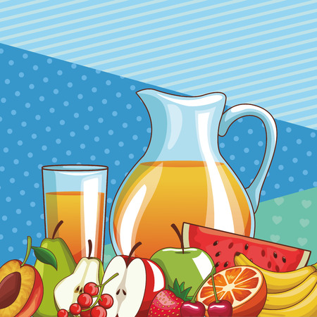 delicious and fresh fruit juice cartoon vector illustration graphic designのイラスト素材