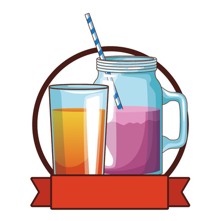 delicious and fresh fruit juice cartoon vector illustration graphic designのイラスト素材