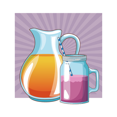 delicious and fresh fruit juice cartoon vector illustration graphic designのイラスト素材