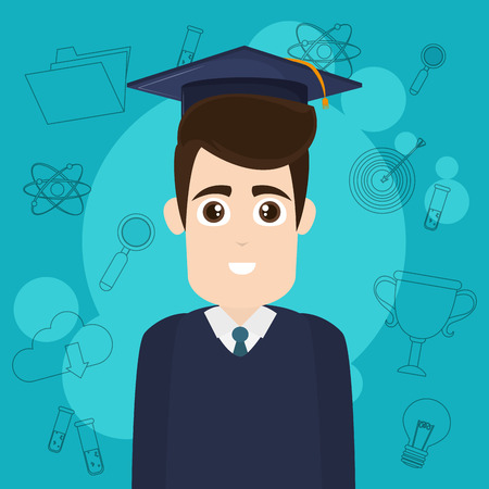 university student cartoon vector illustration graphic designのイラスト素材