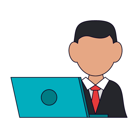 businessman and laptop avatar vector illustration graphic design vector illustration graphic designのイラスト素材
