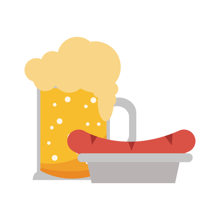beer cup and sausage on dish vector illustration graphic designのイラスト素材