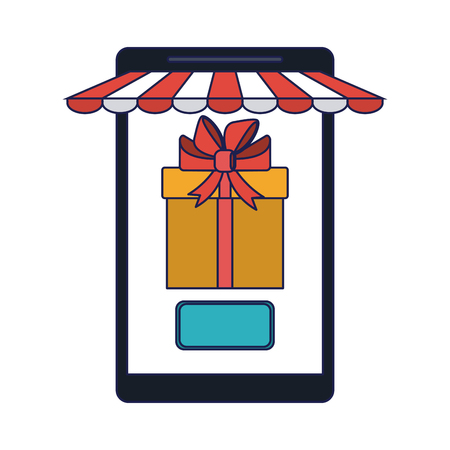 online shopping with smartphone vector illustration graphic designのイラスト素材