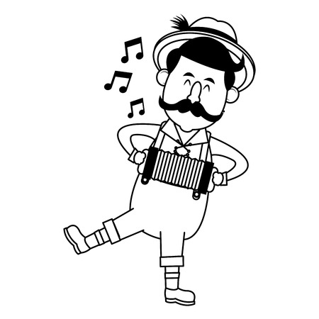 Bavarian man oktoberfest cartoons black and white vector illustration graphic designのイラスト素材