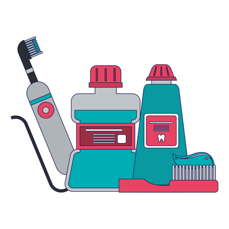 Dental treatment and hygiene supplies vector illustration graphic design vector illustration graphic designのイラスト素材