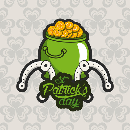 st patricks day vintage lettering cartoon vector illustration graphic designのイラスト素材