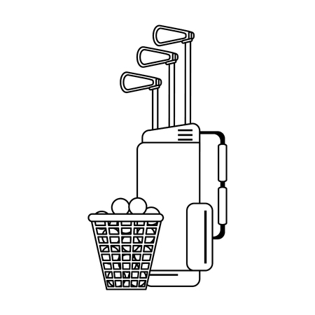 Golg clubs bag and balls in basket vector illustration graphic designのイラスト素材