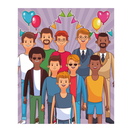young men body at party cartoon vector illustration graphic designのイラスト素材