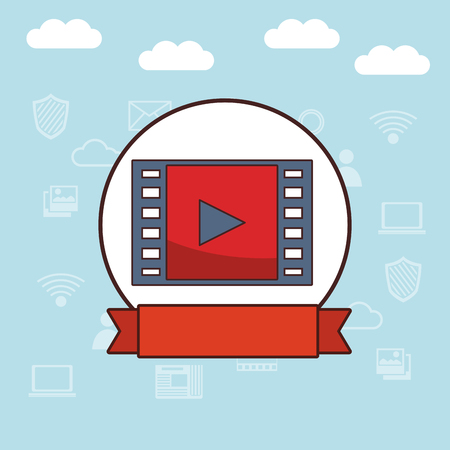 technology media player video banner cartoon vector illustration graphic designのイラスト素材