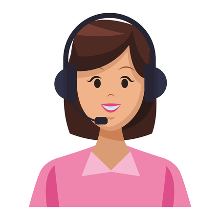 call center assistant woman with headsetのイラスト素材
