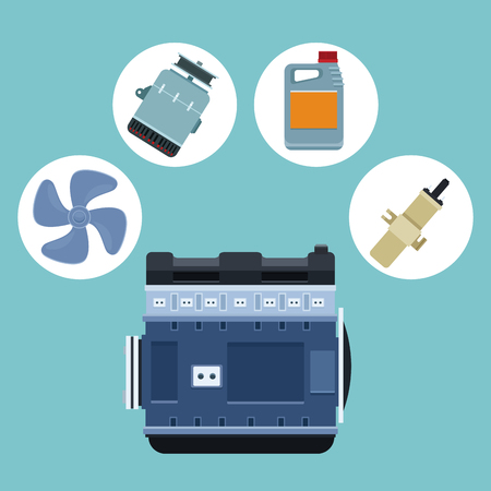 Car factory and parts with machinery vector illustration graphic designのイラスト素材