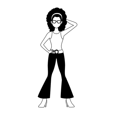 Disco woman cartoon vector illustration graphic designのイラスト素材