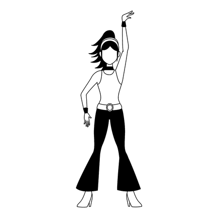 Disco woman cartoon vector illustration graphic designのイラスト素材