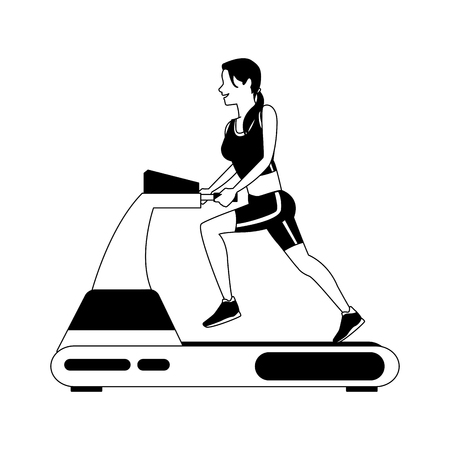 Fitness woman running on machine vector illustration graphic designのイラスト素材