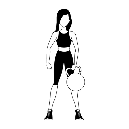 Fitness woman kettlebell vector illustration graphic designのイラスト素材