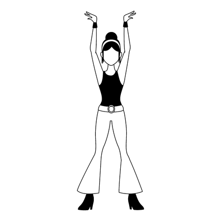 Disco woman cartoon vector illustration graphic designのイラスト素材