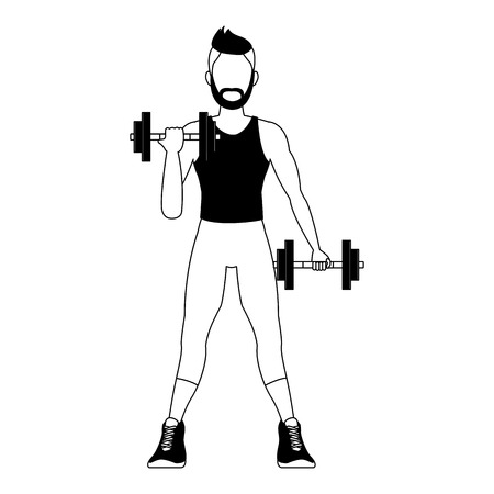 Fitness man lifting weights vector illustration graphic designのイラスト素材