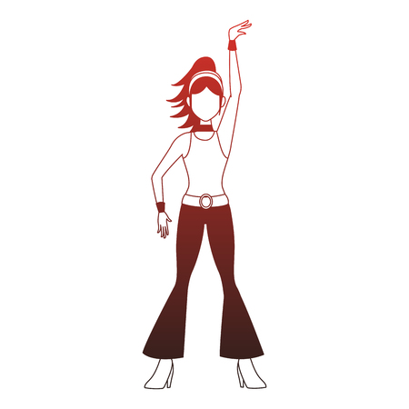 Disco woman cartoon vector illustration graphic designのイラスト素材