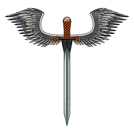 Sword weapon with wings vector illustration graphic designのイラスト素材